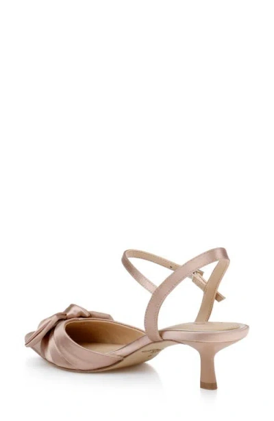 Jewel Badgley Mischka Ember Ankle Strap Pointed Toe Kitten Heel Pump In Neutral