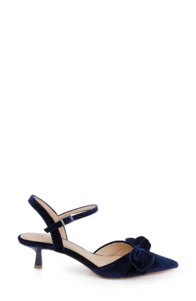 Jewel Badgley Mischka Ember Ankle Strap Pointed Toe Kitten Heel Pump In Blue