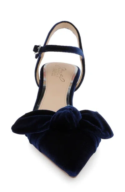 Jewel Badgley Mischka Ember Ankle Strap Pointed Toe Kitten Heel Pump In Blue