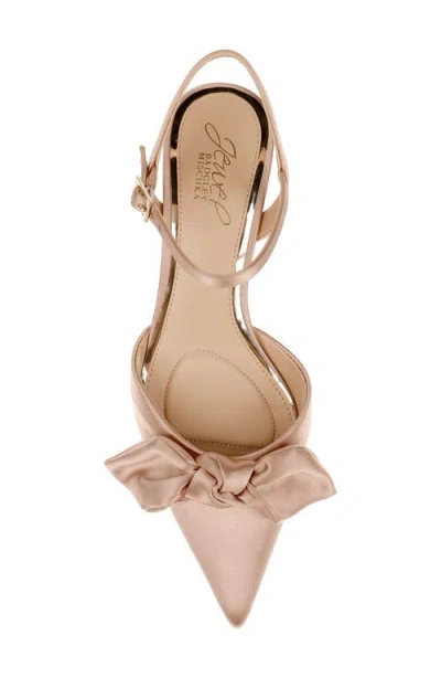 Jewel Badgley Mischka Ember Ankle Strap Pointed Toe Kitten Heel Pump In Neutral