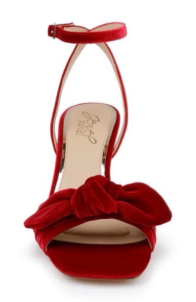Jewel Badgley Mischka Women's Emeli Bow Square Toe Sandals In Red
