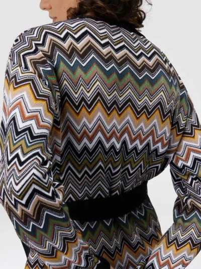 Missoni Relaxed Fit Cardigan With Belt And Chevron Pattern In Multi
