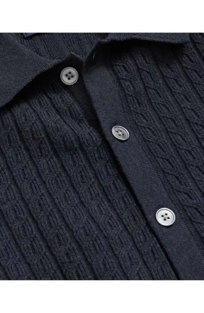 Brooks Brothers Cotton Mini-cable Polo Cardigan In Blue