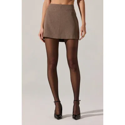 Astr The Label Laudine Houndstooth Check Miniskirt In Brown