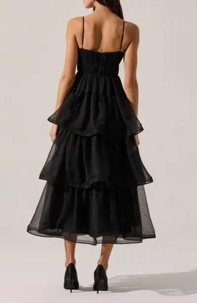Astr The Label Theiria Tiered Ruffle Sleeveless Maxi Dress In Black