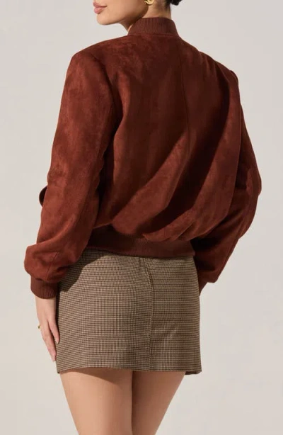Astr The Label Olenna Faux Suede Bomber Jacket In Brown