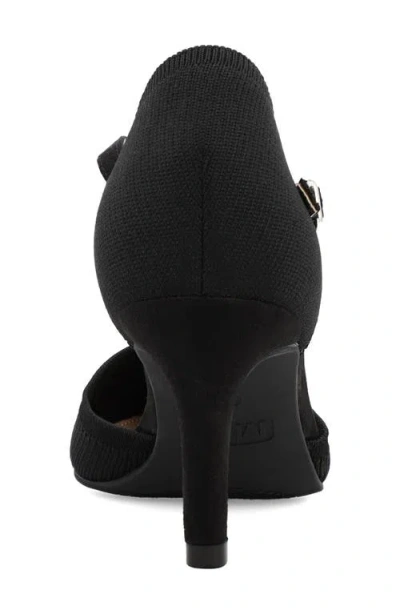 Mia Women's Bivi Knit D'orsay Buckled Ankle Strap Pumps In Black