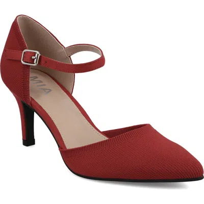 Mia Women's Bivi Knit D'orsay Buckled Ankle Strap Pumps In Red