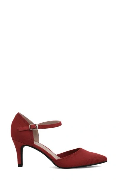 Mia Women's Bivi Knit D'orsay Buckled Ankle Strap Pumps In Red