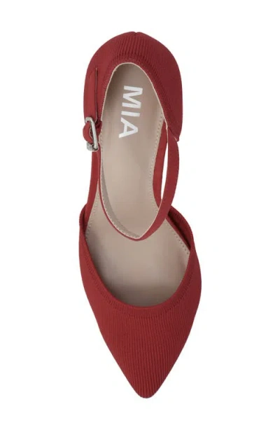Mia Women's Bivi Knit D'orsay Buckled Ankle Strap Pumps In Red