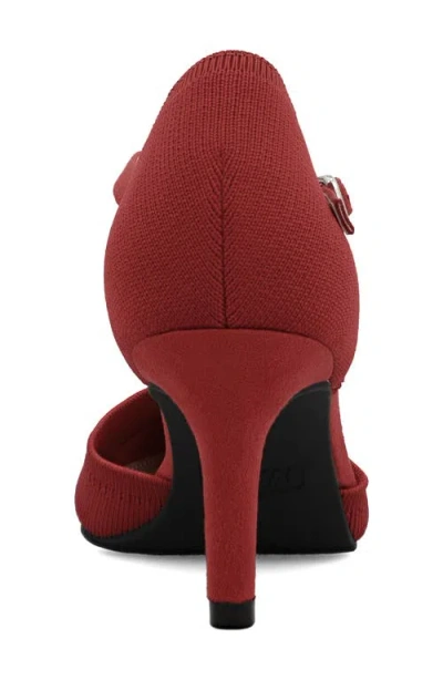 Mia Women's Bivi Knit D'orsay Buckled Ankle Strap Pumps In Red