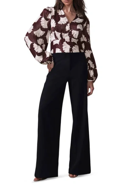 Mint Velvet Leaf Print Top In Multi