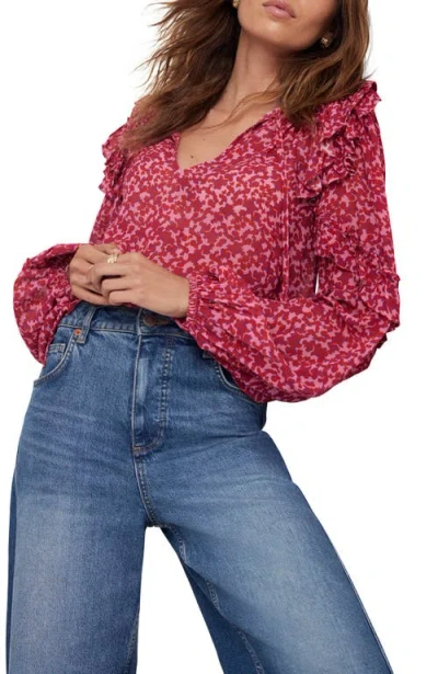 Mint Velvet Floral Pattern Blouse In Pink