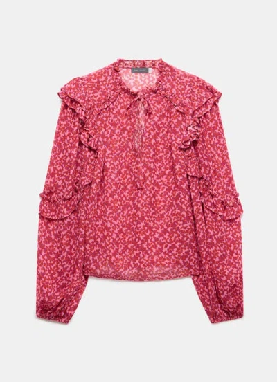 Mint Velvet Floral Pattern Blouse In Pink