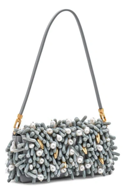 Cult Gaia Perla Clutch In Celadon Multi In Gray