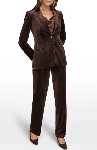 Donna Karan Women's Velvet One Button Jacket In Brown