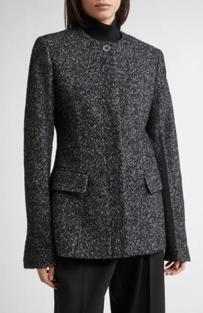 Totême Womens Black White Collarless Cinched Wool-blend Jacket In Multi