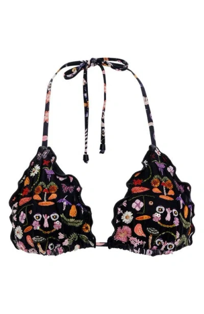 Agua Bendita Lolita Ambar Handmade Bikini Top In Black