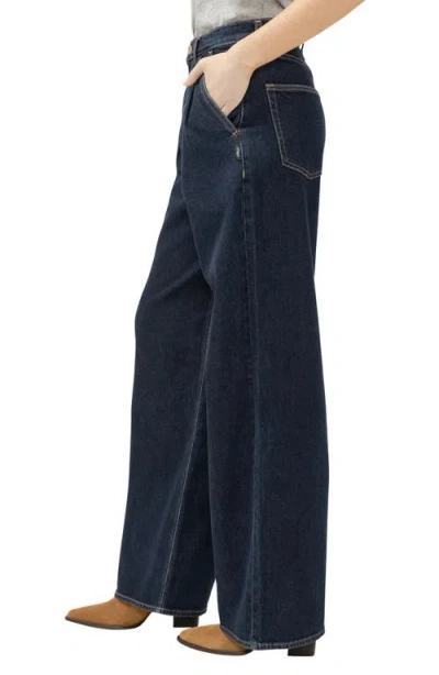 Silver Jeans Co. Women's High Rise Pleated Denim Trouser Leg Jeans In Blue