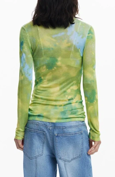 Desigual Mock Neck Sweater In Yellow