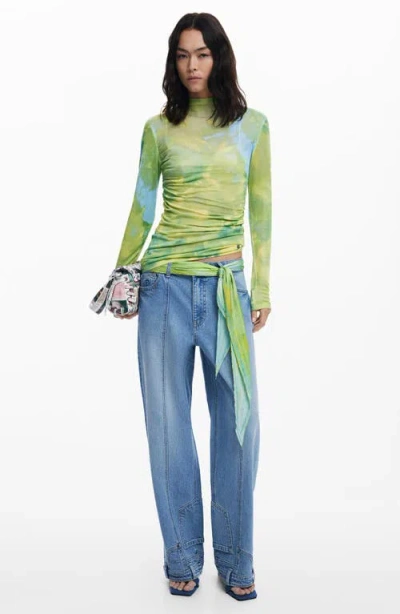 Desigual Mock Neck Sweater In Yellow