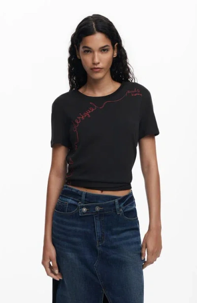 Desigual Mixed Media Denim Midi Skirt In Blue