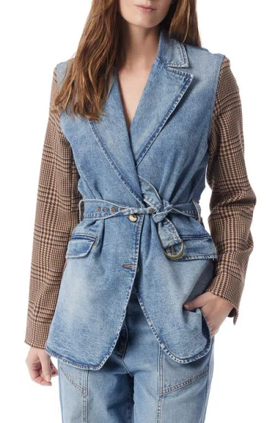 Do By Dee Ocleppo Everly Mixed Media Belted Blazer In Blue