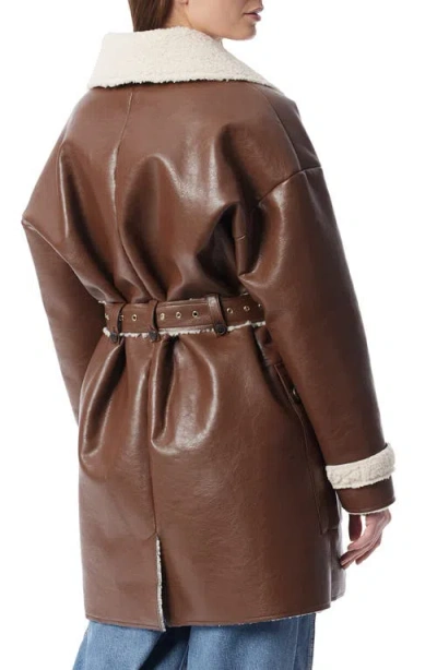 Do By Dee Ocleppo Irene Belted Faux Shearling Coat In Burgundy