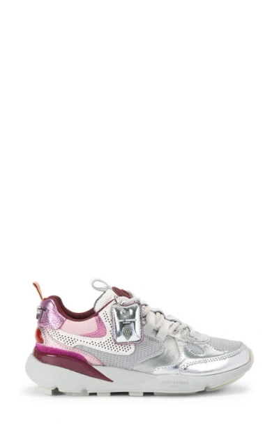 Kurt Geiger Kurt Runner Metallic Leather Mesh Sneakers In Silver