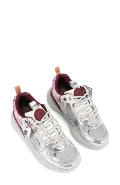 Kurt Geiger Kurt Runner Metallic Leather Mesh Sneakers In Silver