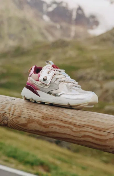 Kurt Geiger Kurt Runner Metallic Leather Mesh Sneakers In Silver