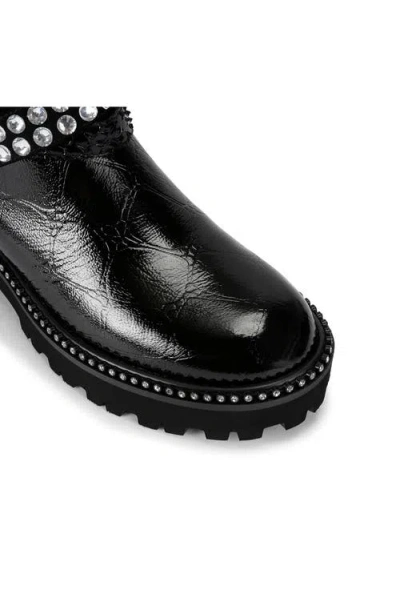 Kurt Geiger Crystal-embellished Multi-strap Biker Boots In Black