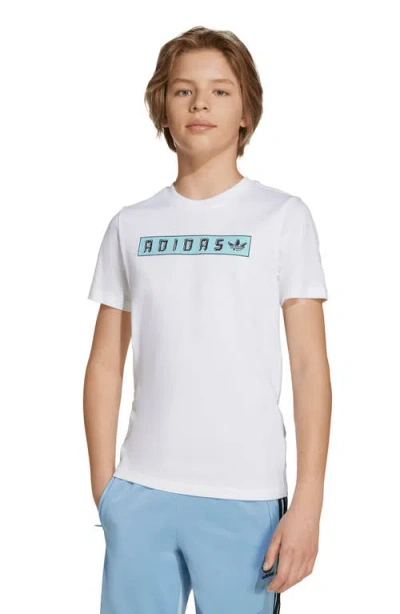 Adidas Originals Kids' Cotton Graphic T-shirt In White