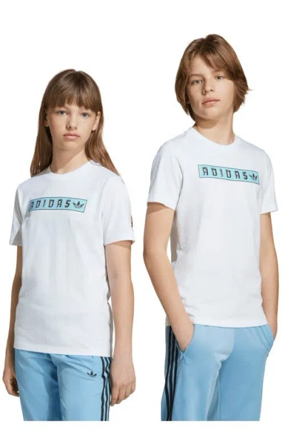 Adidas Originals Kids' Cotton Graphic T-shirt In White