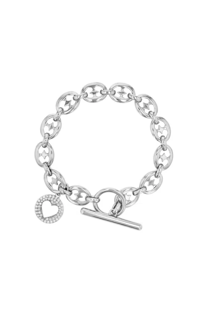 Sheryl Lowe Heart Charm On Puffy Heart Mariner Link In Metallic