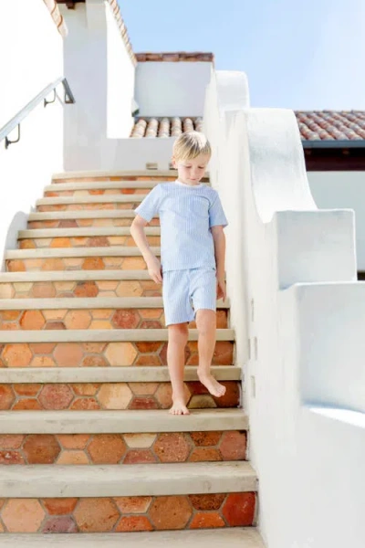 Lila And Hayes Charles Boys' Short Set In Blue