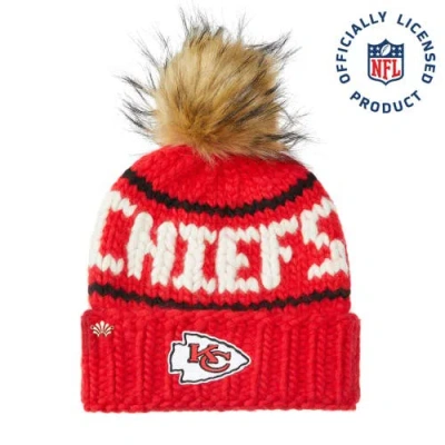 Lele Sadoughi Red Chiefs Beanie With Faux Fur Pom In Red