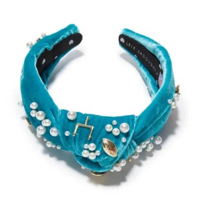 Lele Sadoughi Miami Dolphins Embellished Knotted Headband In Blue