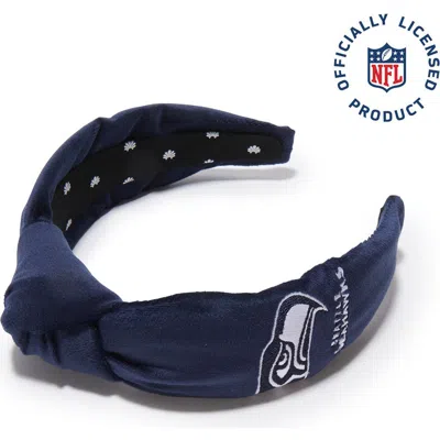 Lele Sadoughi Seattle Seahawks Embroidered Knotted Headband In Blue