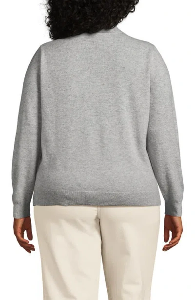Lands' End Cashmere Johnny Collar Sweater In Gray