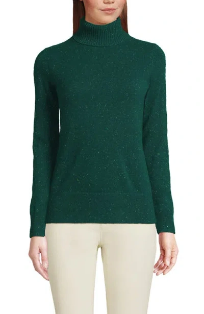 Lands' End Cashmere Turtleneck Sweater In Green