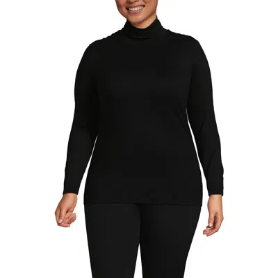 Lands' End Lightweight Jersey Skimming Long Sleeve Turtleneck In Black