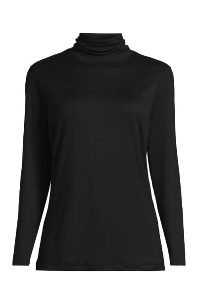 Lands' End Lightweight Jersey Skimming Long Sleeve Turtleneck In Black