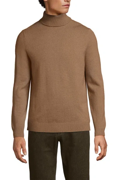 Lands' End Fine Gauge Cashmere Turtleneck Sweater In Brown