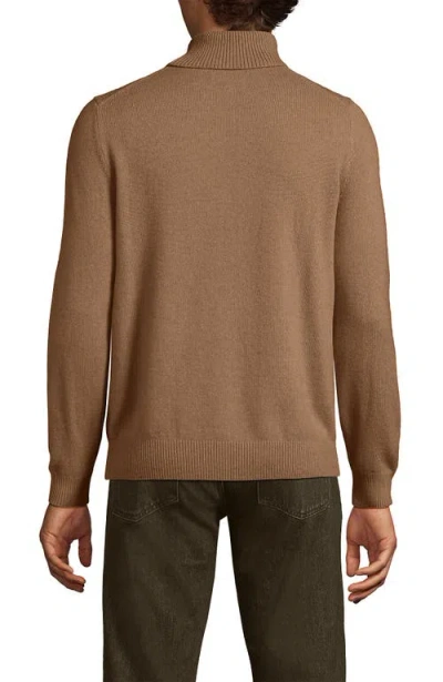 Lands' End Fine Gauge Cashmere Turtleneck Sweater In Brown