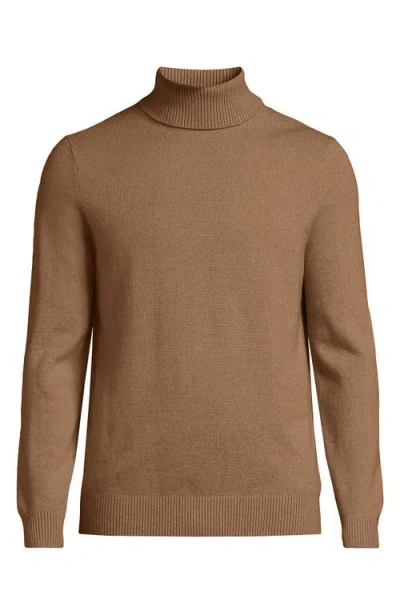 Lands' End Fine Gauge Cashmere Turtleneck Sweater In Brown