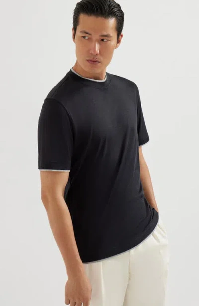 Brunello Cucinelli Layered-effect Crewneck T-shirt In Black