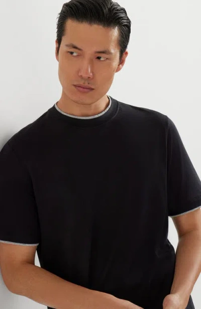 Brunello Cucinelli Layered-effect Crewneck T-shirt In Black