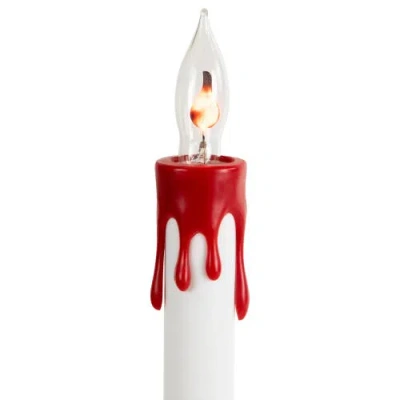 Northlight Lighted Flickering Candle Halloween Pathway Marker Lights In White