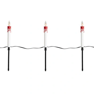 Northlight Lighted Flickering Candle Halloween Pathway Marker Lights In White